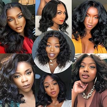 EU laceup cutso 平成 13x6 Loose Wave Sexy Bob Wig 14 Inch Undetectable Glueless